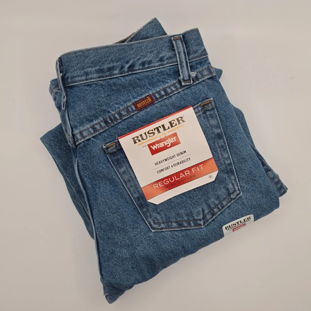 Rustler Wrangler Jeans Men 30x32 Blue New Regular Fit Straight Leg Heavyweight